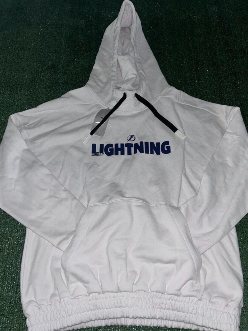 WHITE Lightning Hooded Sweatshirt with Navy Logo